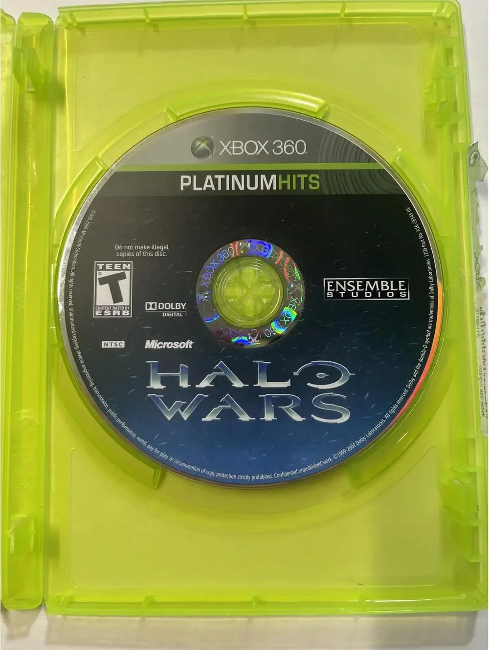 Xbox 360 Halo Wars Video Game Platinum Hits Game Disc Rated Teen
